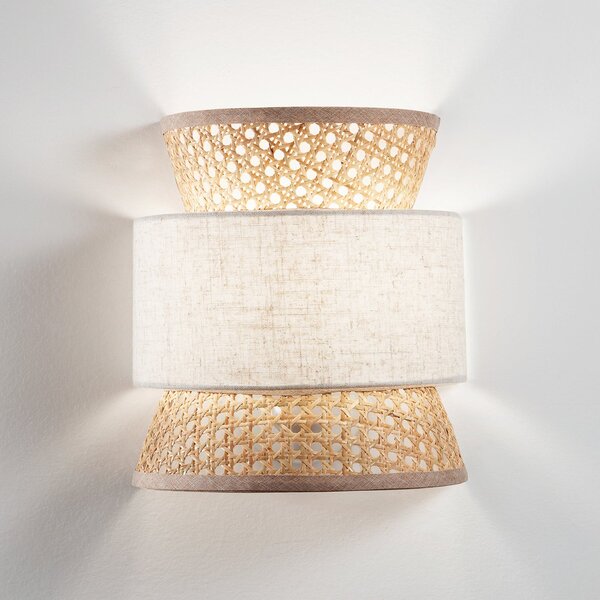Luce Ambiente Design Stenna svetilka Gazebo, naravna/bež, širina 24 cm, ratansko/tkanina, zatemnjen, Les, Dnevna soba / jedilnica, Les