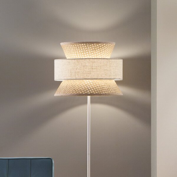 Luce Ambiente Design Stojna svetilka Gazebo, naravna/bež, višina 147 cm, ratán/tkanina, Bež, Dnevna soba / jedilnica, Les