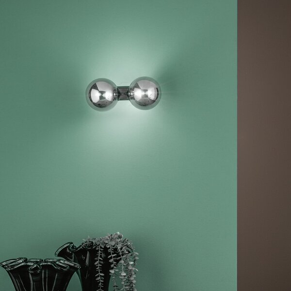 Luce Ambiente Design Stenska svetilka HONEY, višina 34 cm, črna/dimno siva, z dvema kriloma, zatemnjen, Črna, Dnevna soba / jedilnica, Steklo