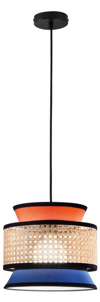 Luce Ambiente Design Visoka svetilka Gazebo, oranžna/modra/naravna, Ø 26 cm, tkanina/ratan, zatemnjen, Oranžna, Dnevna soba / jedilnica, Tkanine / tekstil
