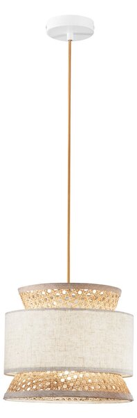 Luce Ambiente Design Obesna svetilka Gazebo, naravna/bež, Ø 26 cm, ratana/tkanina, zatemnjen, Bež, Dnevna soba / jedilnica, Les