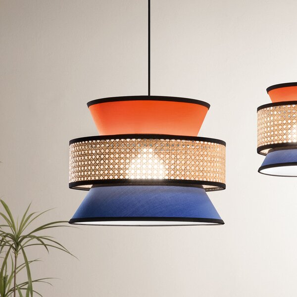 Luce Ambiente Design Visoka svetilka Gazebo, oranžna/modra/naravna, Ø 40 cm, tkanina/ratan, zatemnjen, Oranžna, Dnevna soba / jedilnica, Tkanine / tekstil
