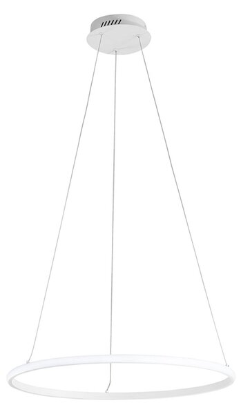 Luce Ambiente Design LED viseča svetilka Axis, Ø 60 cm, bela, kovina, CCT, Bela, Dnevna soba / jedilnica, Kovina, Sodobni