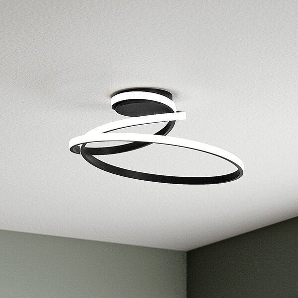 Luce Ambiente Design LED stropna svetilka COASTER, črna, dolžina 50 cm, kovina, CCT, Črna, Dnevna soba / jedilnica, Aluminij, Sodobni