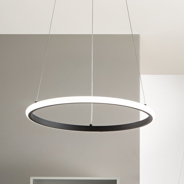 Luce Ambiente Design LED viseča svetilka Axis, Ø 60 cm, črna, kovina, CCT, Črna, Dnevna soba / jedilnica, Kovina, Sodobni