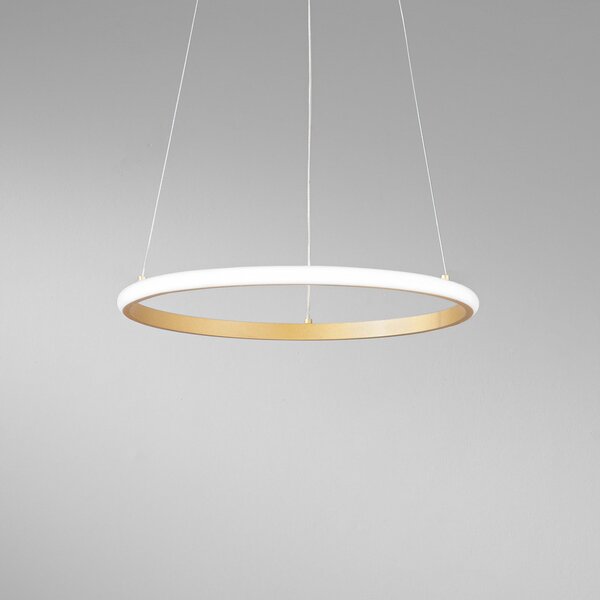 Luce Ambiente Design LED viseča svetilka Axis, Ø 40 cm, zlata barva, kovina, CCT, Zlata / medeninasta, Dnevna soba / jedilnica, Kovina, Sodobni