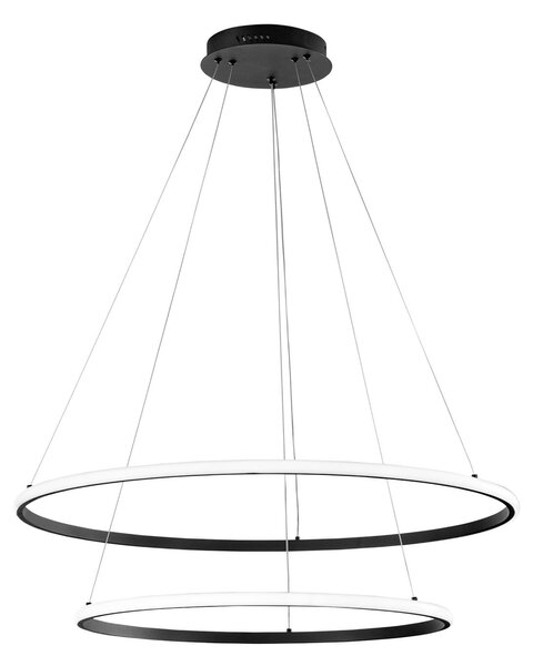 Luce Ambiente Design LED obesna svetilka Axis, Ø 80/60 cm, črna, kovina, CCT, Črna, Dnevna soba / jedilnica, Kovina, Sodobni