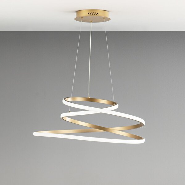 Luce Ambiente Design LED viseča svetilka COASTER, zlata barva, Ø 60 cm, kovina, CCT, Zlata / medeninasta, Dnevna soba / jedilnica, Aluminij, Sodobni