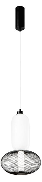Luce Ambiente Design LED viseča svetilka INKAS, višina 41 cm, črna, steklo/kovina, CCT, Črna, Dnevna soba / jedilnica, Steklo