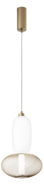 Luce Ambiente Design LED viseča svetilka INKAS, višina 41 cm, zlata barva steklo/kovina CCT, Zlata / medeninasta, Dnevna soba / jedilnica, Steklo