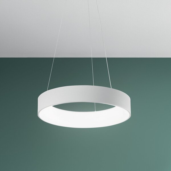 Luce Ambiente Design LED viseča svetilka Noah, bela, Ø 60 cm, kovina, CCT, Bela, Dnevna soba / jedilnica, Sodobni
