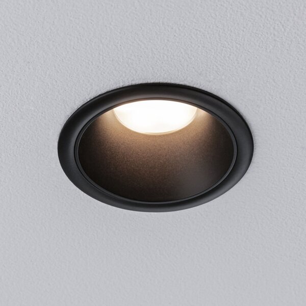 Paulmann LED vgradna svetilka Cole Coin črna Ø9cm IP44 dim 3 kos, zatemnjen, Črna, Kopalnica, Kovina, Sodobni, Vgreznjeni strop