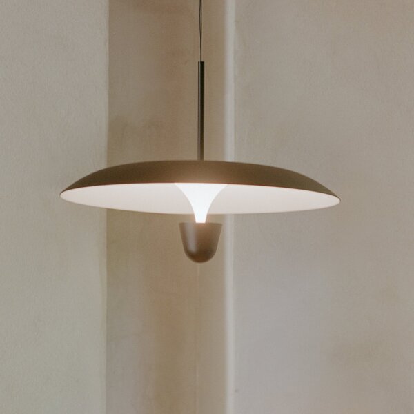 New Works LED-visoka svetilka Kantarell, Ø 55 cm, črna, zatemnjen, Črna, Dnevna soba / jedilnica, Kovina, Dizajn