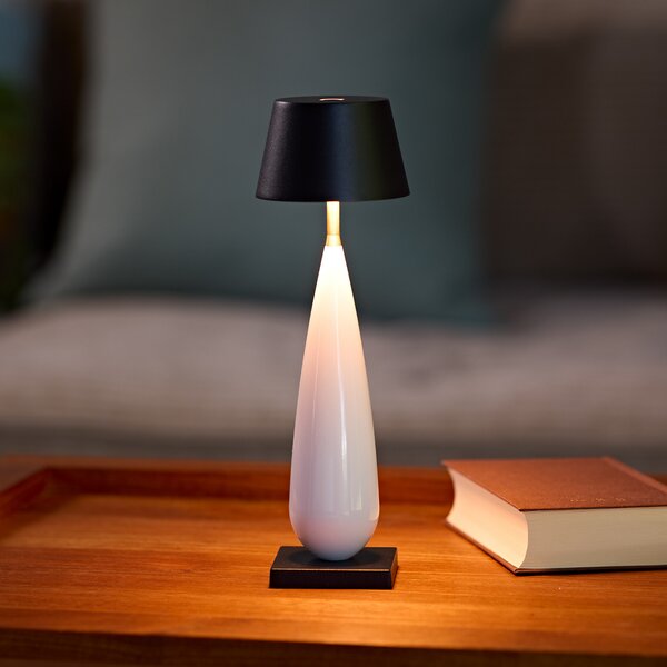 Sigor LED namizna svetilka na baterije Thala, bela/črna, IP65, 24 cm, zatemnjen, Bela, Dnevna soba / jedilnica, Aluminij, Sodobni