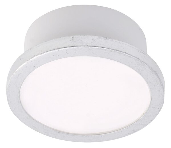LIGHTME LightMe Stropna svetilka Aqua Uno, Ø 11 cm, listno srebro, IP44, Kovinska, Kopalnica, Aluminij, Sodobni