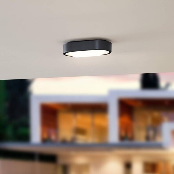 LindbyLindby - Niniel Oval LED Zunanja Stropna Svetilka Black/White Lindby