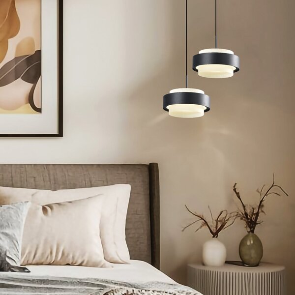 Viokef LED obesna svetilka Donal, Ø 17 cm, črna, kovina, Črna, Dnevna soba / jedilnica, Aluminij, Sodobni