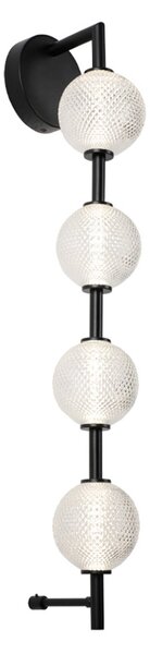 Viokef LED stenska svetilka Abeona, višina 72 cm, črna, kovina, 4-svetilna., Črna, Dnevna soba / jedilnica, Kovina