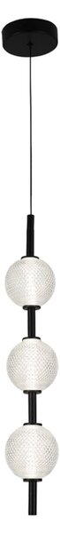 Viokef LED viseča svetilka Abeona, Ø 10 cm, črna, kovina/steklo, 3-svetilna., Črna, Dnevna soba / jedilnica, Kovina