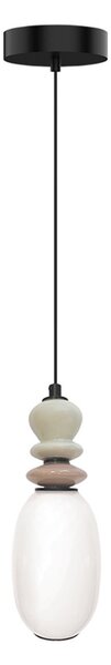 Viokef LED obesna svetilka Gemma, višina 28 cm, barvna, steklo/keramika/kovina, Večbarvna, Dnevna soba / jedilnica, Steklo