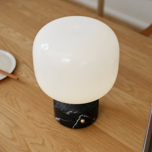 GEJST LED-akumulatorska namizna svetilka Meemo, črn marmor, steklo, USB, zatemnjen, Črna, Dnevna soba / jedilnica, Steklo