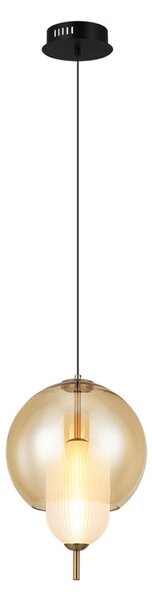 Viokef LED viseča svetilka Adol, jantarne barve, Ø 25 cm, steklo, Bež, Dnevna soba / jedilnica, Steklo