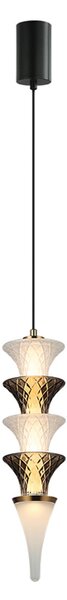 Viokef LED viseča svetilka Venera, višina 43 cm, bela/rjava, steklo, Bela, Dnevna soba / jedilnica, Steklo