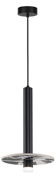 Viokef LED viseča svetilka Leandros, črna, Ø 40 cm, umetni kamen/kovina, Črna, Dnevna soba / jedilnica, Kovina