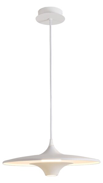 Viokef LED viseča svetilka Rene, bela, Ø 42 cm, kovina, Bela, Dnevna soba / jedilnica, Kovina, Sodobni