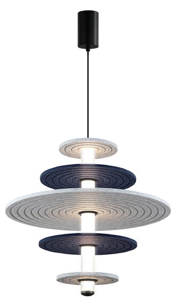 Viokef LED viseča svetilka Azul, višina 46 cm, modra/siva/črna, filc, Siva, Dnevna soba / jedilnica, Plastika