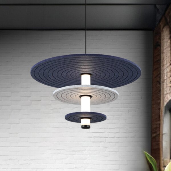 Viokef LED obesna svetilka Azul, višina 31 cm, modra/siva/črna, filc, Siva, Dnevna soba / jedilnica, Plastika
