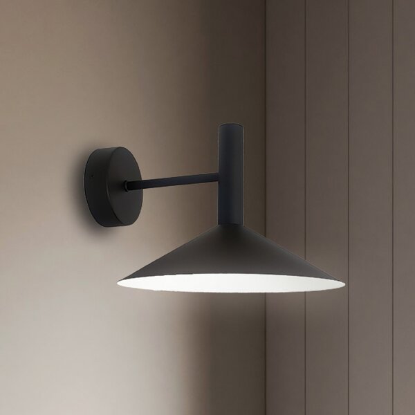 Viokef LED stenska svetilka Marsi, črna, Ø 25 cm, kovina, Črna, Dnevna soba / jedilnica, Kovina