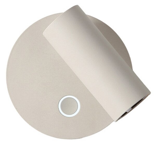 Viokef LED stenska svetilka Tara, bela, Ø 9 cm, kovina, zatemnjen, Bela, Dnevna soba / jedilnica, Kovina, Sodobni, Svetilka za branje