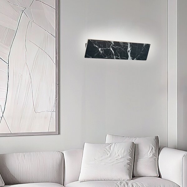 Viokef LED stenska svetilka Selena, širina 40 cm, črna, umetni kamen, Črna, Dnevna soba / jedilnica, Plastika