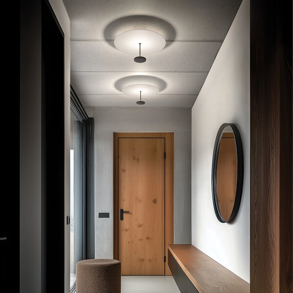 Linea Light LED stropna svetilka Stilo_S, črna, Ø 35 cm, zatemnjen, Črna, Dnevna soba / jedilnica, Aluminij, Sodobni