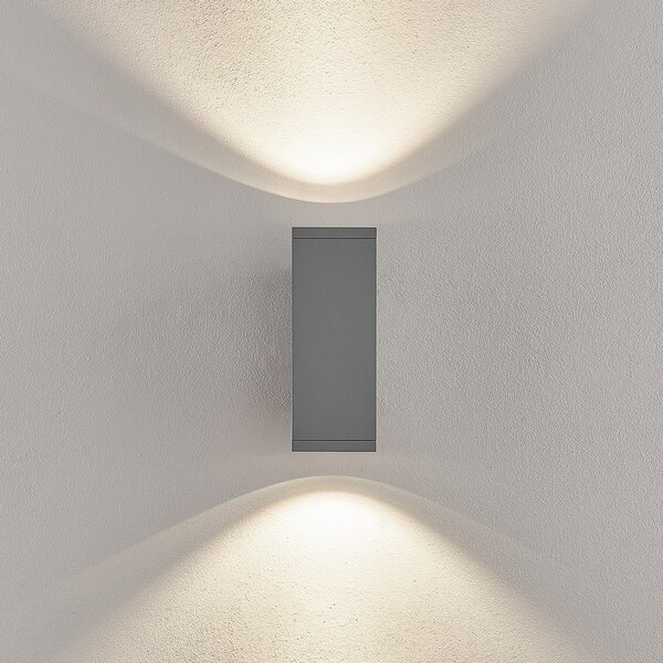 Deko-Light LED zunanja stenska svetilka ShoreLine Pro Square up/down, svetlo siva, zatemnjen, Siva, Aluminij, Sodobni