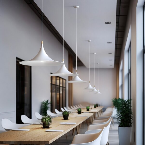 Linea Light Visoka svetilka Morgana, bela/nikelj, kovina, Ø 48 cm, E27, zatemnjen, Bela, Dnevna soba / jedilnica, Aluminij, Sodobni