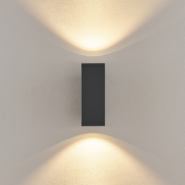Deko-Light LED zunanja stenska svetilka ShoreLine Pro Square up/down, temno siva, zatemnjen, Črna, Aluminij, Sodobni