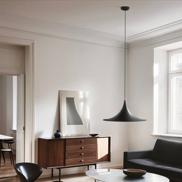 Linea Light Visoka svetilka Morgana, črna/nikelj, kovina, Ø 48 cm, E27, zatemnjen, Črna, Dnevna soba / jedilnica, Aluminij, Sodobni