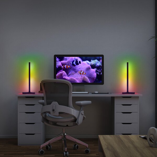 OSRAM SMART+ WiFi namizna svetilka CORNER MAGIC, črna 43 cm RGB, Črna, Dnevna soba / jedilnica, Aluminij, Sodobni