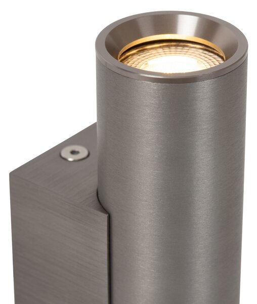 Lucide Stenni reflektor Dupla, siv, višina 18 cm, kovina, 2-krilni., zatemnjen, Siva, Dnevna soba / jedilnica, Aluminij, Sodobni