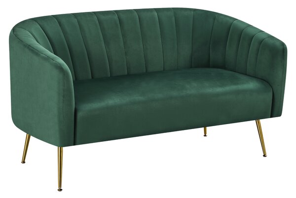 KONDELA Dizajnerski dvosed, temno zelena tkanina Velvet/gold krom-zlata, BAGY