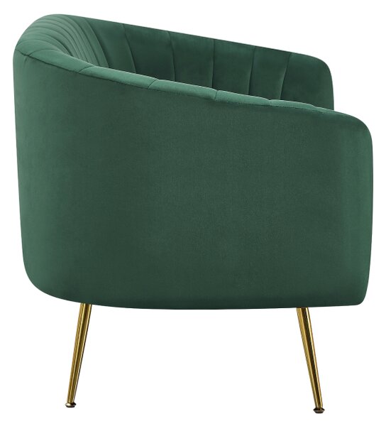 KONDELA Dizajnerski dvosed, temno zelena tkanina Velvet/gold krom-zlata, BAGY