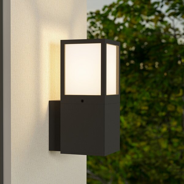 Deko-Light Zunanja stenska svetilka Facado 2 Square, aluminij, temno siva, E27, zatemnjen, Črna, Aluminij, Sodobni, Zidna vtičnica na vrhu