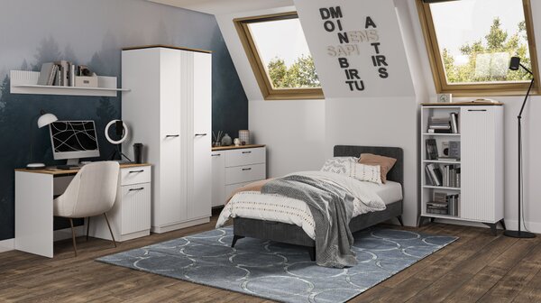 KONDELA Omara z ogledalom, bela/hrast evoke, VELIS 1D/40