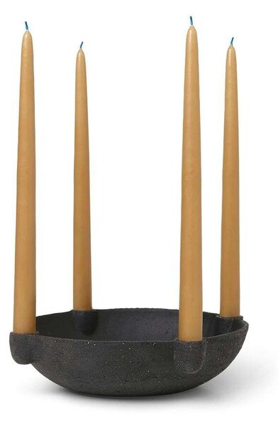 Ferm LIVINGferm LIVING - Bowl Candle Holder L Keramika Temno Siva ferm LIVING