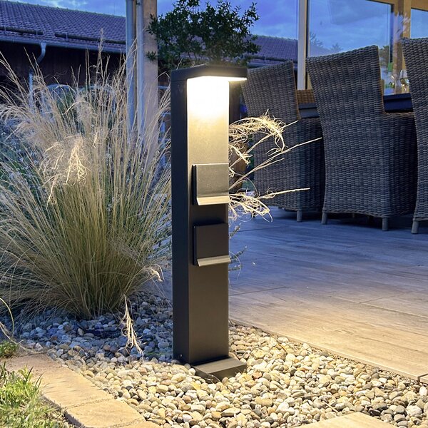 Deko-Light LED-soklna svetilka vtičnica Lerna, 60 cm, aluminij temno siva, Črna, Aluminij, Sodobni