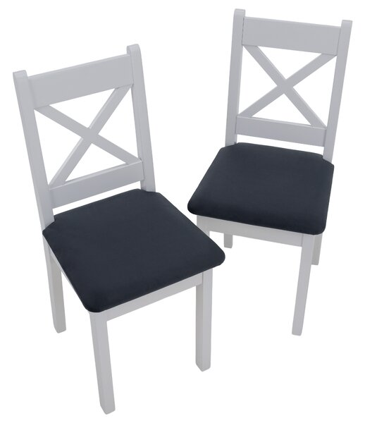 KONDELA Stol, komplet 2 kos, bela/temno siva, REMY KX