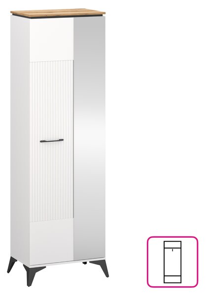 KONDELA Omara z ogledalom, bela/hrast evoke, VELIS 1D/40