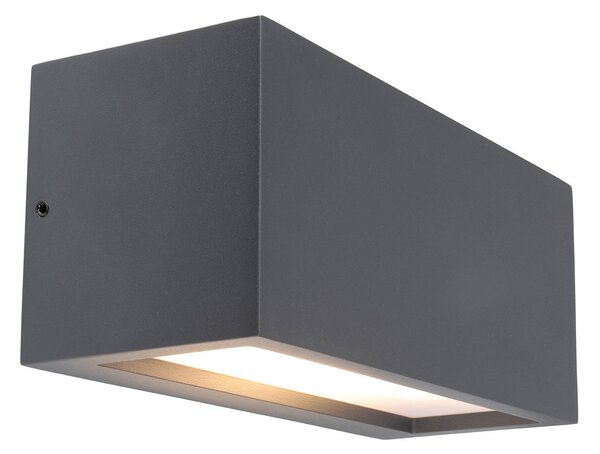Deko-Light Zunanja stenska svetilka Rilongo zaprta, navzgor/navzdol, aluminij, temno siva, zatemnjen, Črna, Aluminij, Sodobni, Stenska vtičnica zgoraj / spodaj